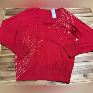 NWT 7th avenue rhinestone sweater top sm/m